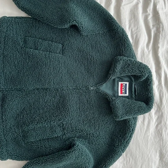 Levi's Dark Green Teddy Jacket - Picture 2 of 7